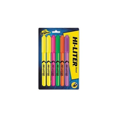 Avery Dennison Hi-Liter Pen Style Highlighters, Six-Color Fluorescent Set 23565